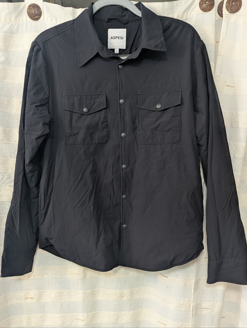 Aspesi Black and White Logo Patch Jacket